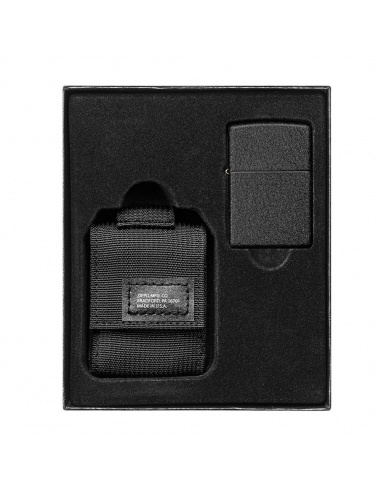 Zestaw prezentowy Zapalniczka Zippo Black Crackle 236 + nylonowe etui na zapalniczkę z czarnym rzepem 49402